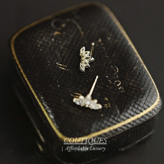 9K Solid Gold Zirconia Sparkly Stud, Real Gold Simple Stud, Delicate Dainty D shape Gold Earrings, Minimalism Gold Stud, Fancy Gift for her