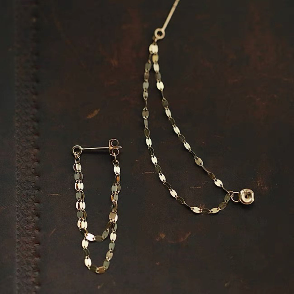 14K Solid Gold Danity Sparkling Earrings , 14K Real Gold Delicate Hoop Earrings, Sparkle Delicate Dangle Earrings, Holiday Gift For Her