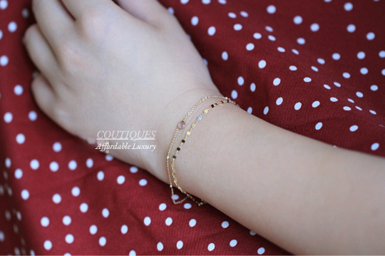 14K Solid Gold Sequin Chain Dainty Bracelet/Anklet, 14K Real Gold Hand Chain Bracelet, 14K Gold Sparkly Sequin Chain Bracelet, Fast Shipping