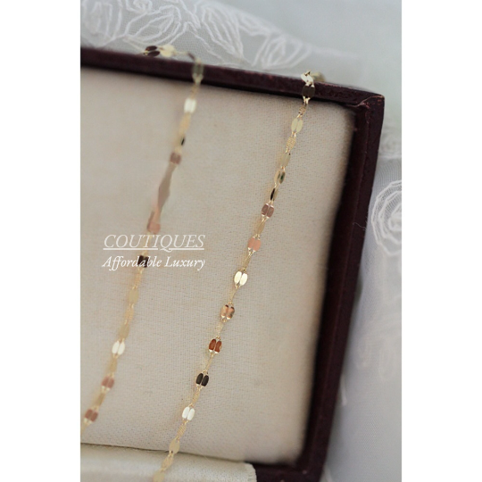14K Solid Gold Sequin Chain Dainty Bracelet/Anklet, 14K Real Gold Hand Chain Bracelet, 14K Gold Sparkly Sequin Chain Bracelet, Fast Shipping