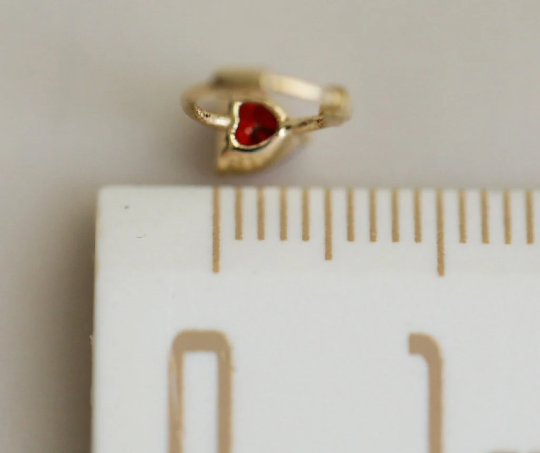 A Pair 9K Solid Gold Dainty Red Love Heart Studs, Real Gold Mini Hoop Earrings, Delicate Minimalism Gold Orbital Conch, Gift For Her