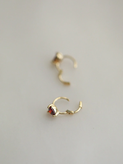 A Pair 9K Solid Gold Dainty Red Love Heart Studs, Real Gold Mini Hoop Earrings, Delicate Minimalism Gold Orbital Conch, Gift For Her