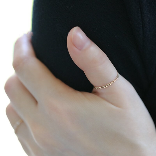 Solid 14K Gold Dainty Super Thin Band, Stackable Real Gold Delicate Thin Band Ring, Gift For Her, Minimalism Gold Band