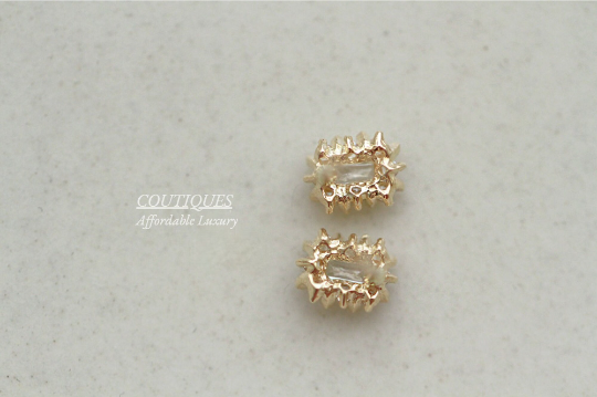 A Pair | 9K Solid Gold Dainty Flower studs, Elegant Baguette Gem Stud Earrings, Cubic Zirconia Earrings, Tiny Delicate Stud, Real Gold Stud