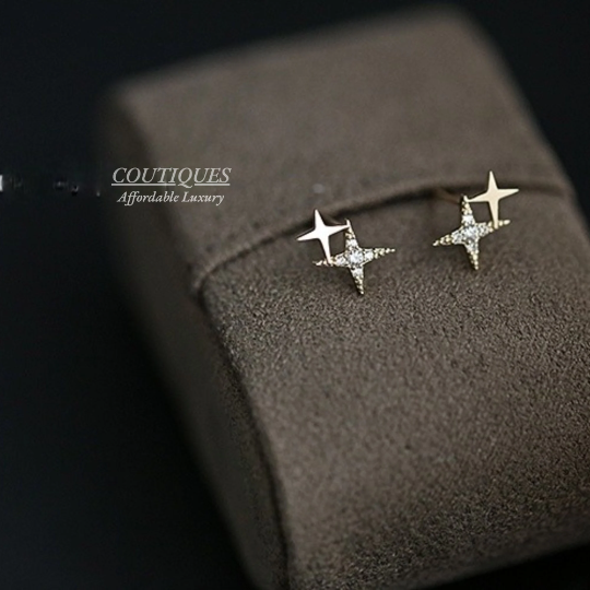 9K Solid Gold Dainty Star Stud Earrings, Real Gold Star Gold Stud, Minimalism Gold Star CZ Stud Earrings, Delicate Gold Stud, Gift For Her