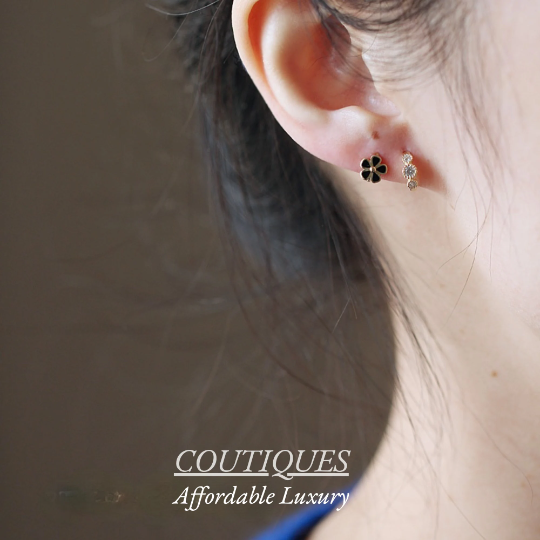 9K Solid Gold Dainty Mini Hoop Earrings, Mini Small Hoop Dangle Earrings, Real Gold Dangle Earrings, CZ Flower Gold Earrings, Gift For Her