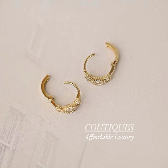 9K Solid Gold Dainty Mini Hoop Earrings, Mini Small Hoop Dangle Earrings, Real Gold Dangle Earrings, CZ Flower Gold Earrings, Gift For Her