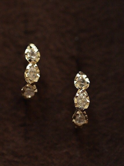 A Pair 14K Solid Gold Dainty Zirconia Earrings, Real Gold Hoop Earrings, Small Hoop Earrings, Minimalism hoop studs, Valentine's gift