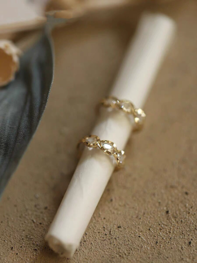 A Pair 14K Solid Gold Dainty Zirconia Earrings, Real Gold Hoop Earrings, Small Hoop Earrings, Minimalism hoop studs, Valentine's gift