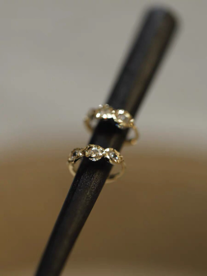 A Pair 14K Solid Gold Dainty Zirconia Earrings, Real Gold Hoop Earrings, Small Hoop Earrings, Minimalism hoop studs, Valentine's gift