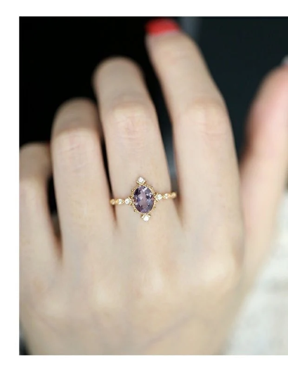 Natural Amethyst Stone Ring, Unique Statement Ring, Gemstone Ring, Silver 925, Vintage Ring, Diamond Cut, Sterling Silver, Gift For Her