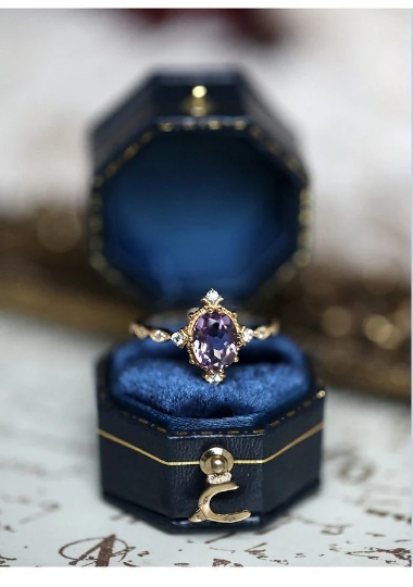 Natural Amethyst Stone Ring, Unique Statement Ring, Gemstone Ring, Silver 925, Vintage Ring, Diamond Cut, Sterling Silver, Gift For Her
