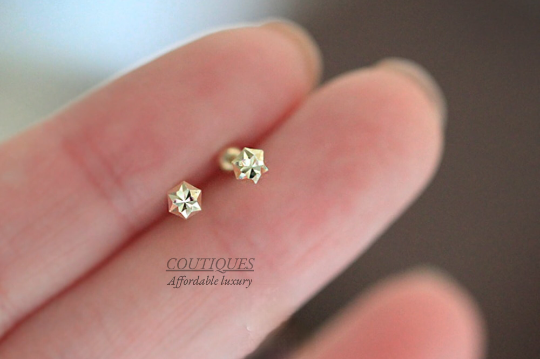14K Solid Gold Tiny Screw Back Stud Earrings/ Minimalist Dainty Earrings/ 14k Real Gold Earrings/ Gift for Her/ Fast shipping