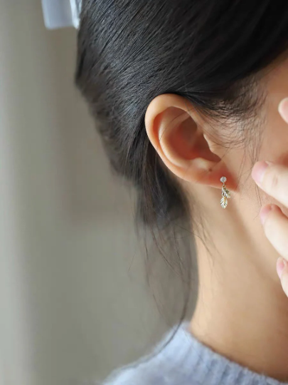 9K Solid Gold Zirconia Sparkly Stud, Hoop Earrings, Real Gold Huggie Hoops, Yellow Gold Small Hoops, Delicate Dainty D shape Gold Earrings