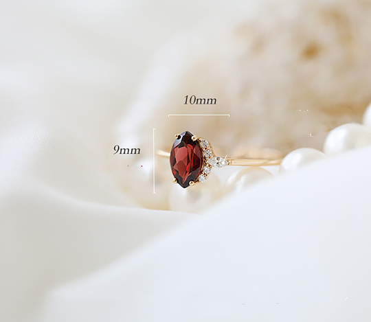 Natural Mozambique Ruby Garnet, Gemstone Ring, Marquise Cut, Silver 925, Stackable, Dainty, Petite Vintage, Sterling Silver