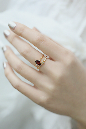 Natural Mozambique Ruby Garnet, Gemstone Ring, Marquise Cut, Silver 925, Stackable, Dainty, Petite Vintage, Sterling Silver