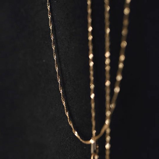 14K Solid Gold Sparkle Twist Chain Necklace, 14K Real Gold Glitter Chain Necklace, 14K Gold Twist Dianty Chain, Gift for Her