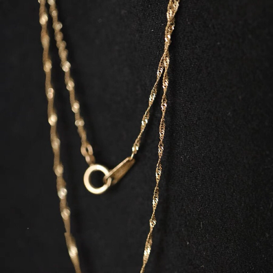 14K Solid Gold Sparkle Twist Chain Necklace, 14K Real Gold Glitter Chain Necklace, 14K Gold Twist Dianty Chain, Gift for Her