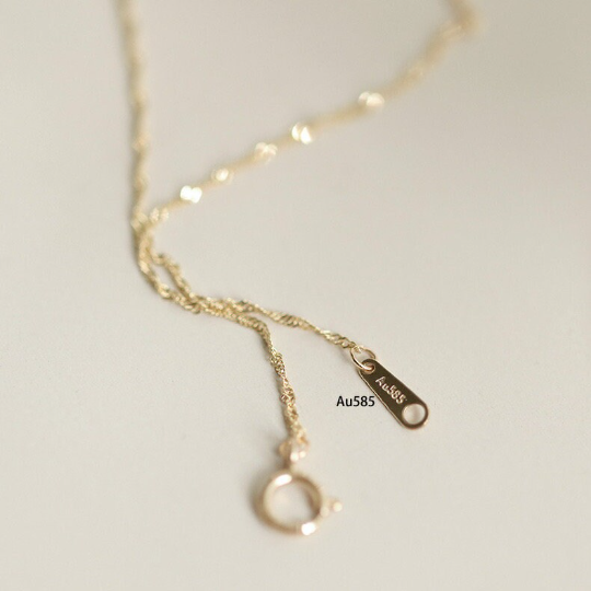 14K Solid Gold Sparkle Twist Chain Necklace, 14K Real Gold Glitter Chain Necklace, 14K Gold Twist Dianty Chain, Gift for Her