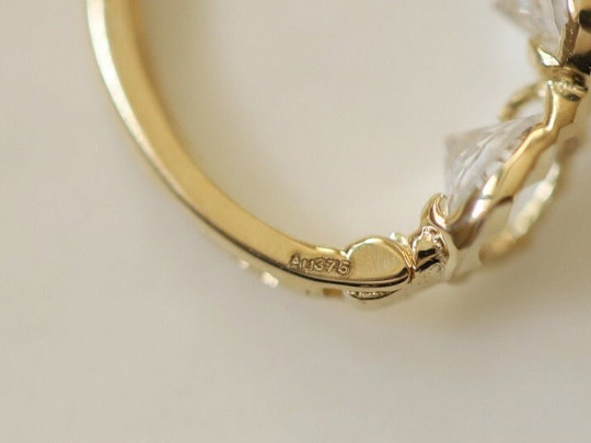 A Pair 9K Solid Gold Delicate Zirconia Dainty Hoop Earrings, 9Kt Real Solid Gold CZ Diamond Hinged Sparkly Earrings, Holiday Gift for Her