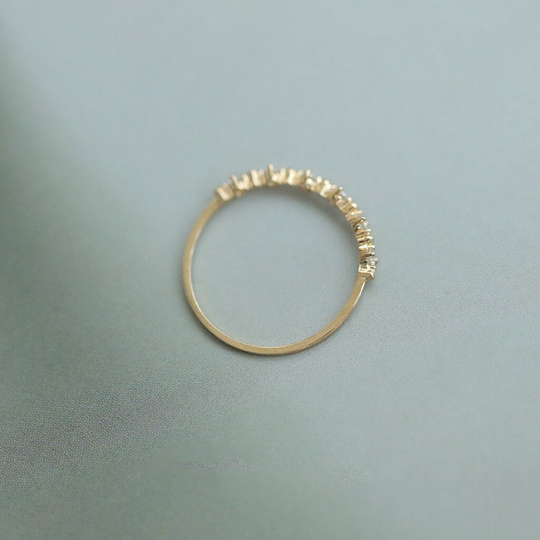 14K Solid Gold Elegant Ring, Gold Dainty Stacking Ring, Real Gold Minimalism Zirconia Ring, Christmas Gift for Her, Gold Stackable Ring