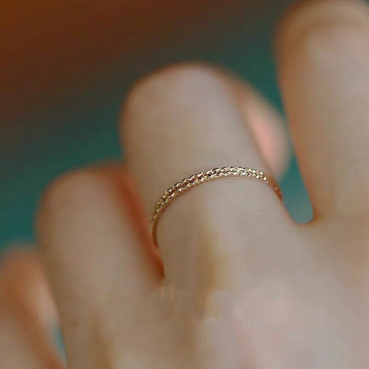 Solid 14K Gold Dainty Super Thin Band, Stackable Real Gold Delicate Thin Band Ring, Gift For Her, Minimalism Gold Band