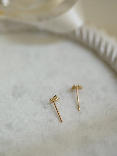 14K Solid Gold Butterfly Stud Earrings, Real Gold Minimalist Stud Earrings, Tiny Gold Butterfly Stud Earrings, Gift For Her