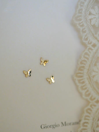 14K Solid Gold Butterfly Stud Earrings, Real Gold Minimalist Stud Earrings, Tiny Gold Butterfly Stud Earrings, Gift For Her