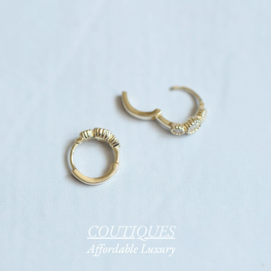 9K Solid Gold Dainty Mini Hoop Earrings, Mini Small Hoop Dangle Earrings, Real Gold Dangle Earrings, CZ Flower Gold Earrings, Gift For Her