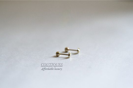 14K Solid Gold Tiny Screw Back Stud Earrings/ Minimalist Dainty Earrings/ 14k Real Gold Earrings/ Gift for Her/ Fast shipping