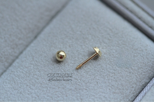 14K Solid Gold Tiny Screw Back Stud Earrings/ Minimalist Dainty Earrings/ 14k Real Gold Earrings/ Gift for Her/ Fast shipping