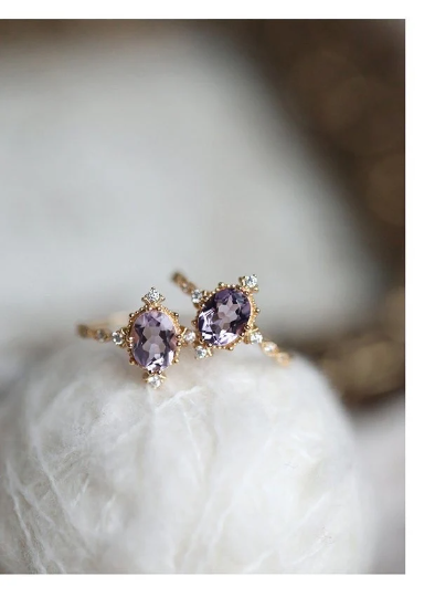 Natural Amethyst Stone Ring, Unique Statement Ring, Gemstone Ring, Silver 925, Vintage Ring, Diamond Cut, Sterling Silver, Gift For Her